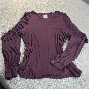 Lemon Purple Ruffled Long Sleeve Blouse
